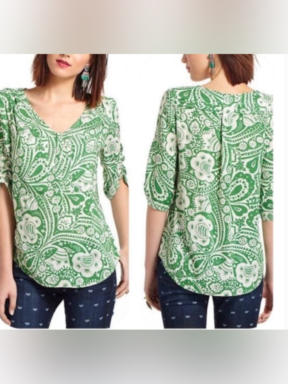 Anthropologie Maeve Charleston Henley Blouse - EUC